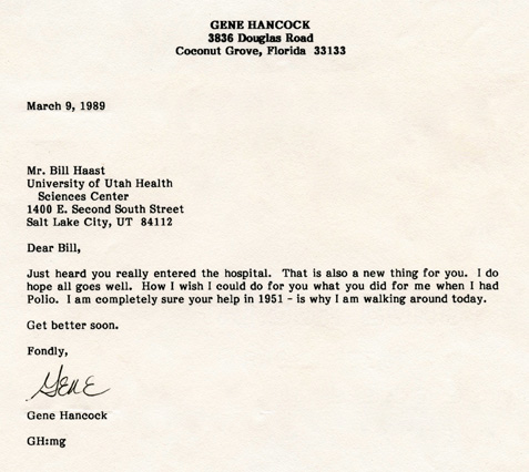 Letter from Gene Hancock
